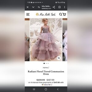 Mia Belle Radiant Floral Tiered Communion Dress